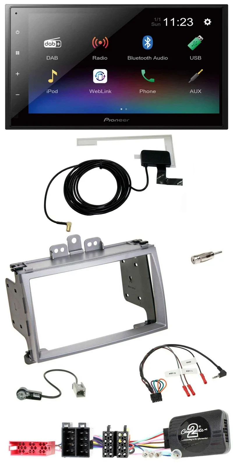 Pioneer DAB Lenkrad Bluetooth 2DIN USB Autoradio für Hyundai i20 2009-2012 silbe