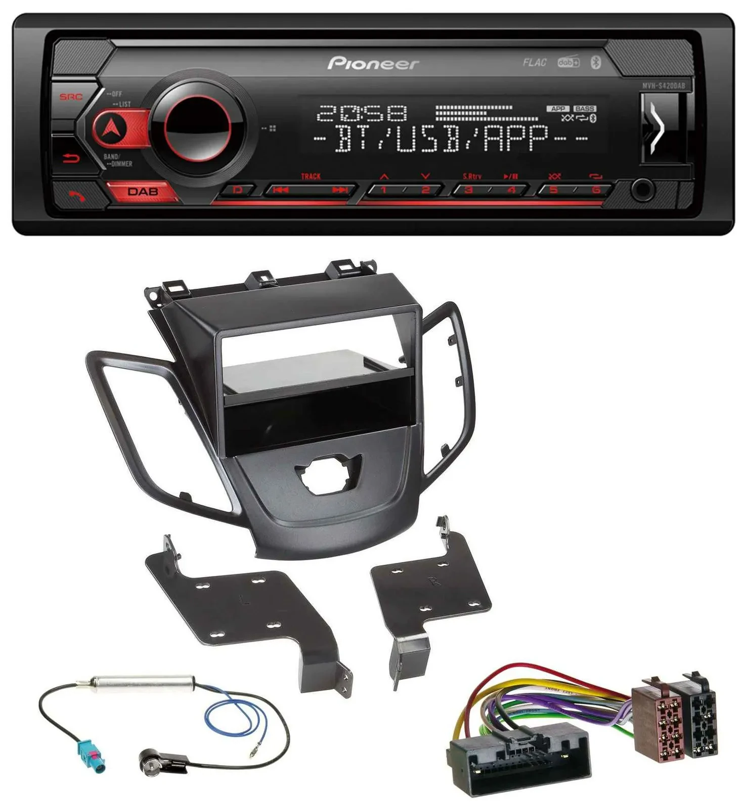 Pioneer MP3 USB DAB Bluetooth Autoradio für Ford Fiesta 10-17 JA8 ohne Display s
