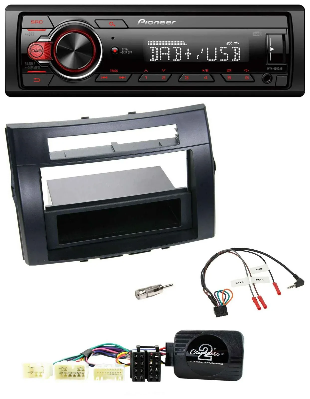 Автомагнитола Pioneer 1DIN DAB USB для Toyota Corolla Verso (2004–2007), поддержка управления на руле, черная