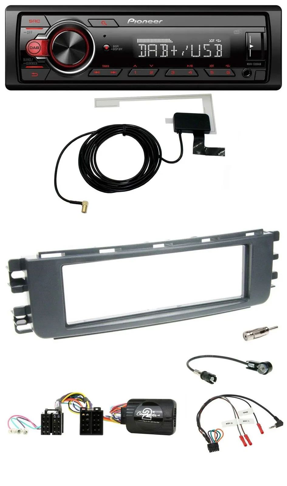 Pioneer 1DIN MP3 DAB USB Lenkrad Autoradio für Smart ForFour 04-06 W454 Audio 20