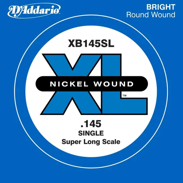 Струна для бас-гитары D'Addario XB145SL, сталь никелированная, круглая оплетка, калибр 145