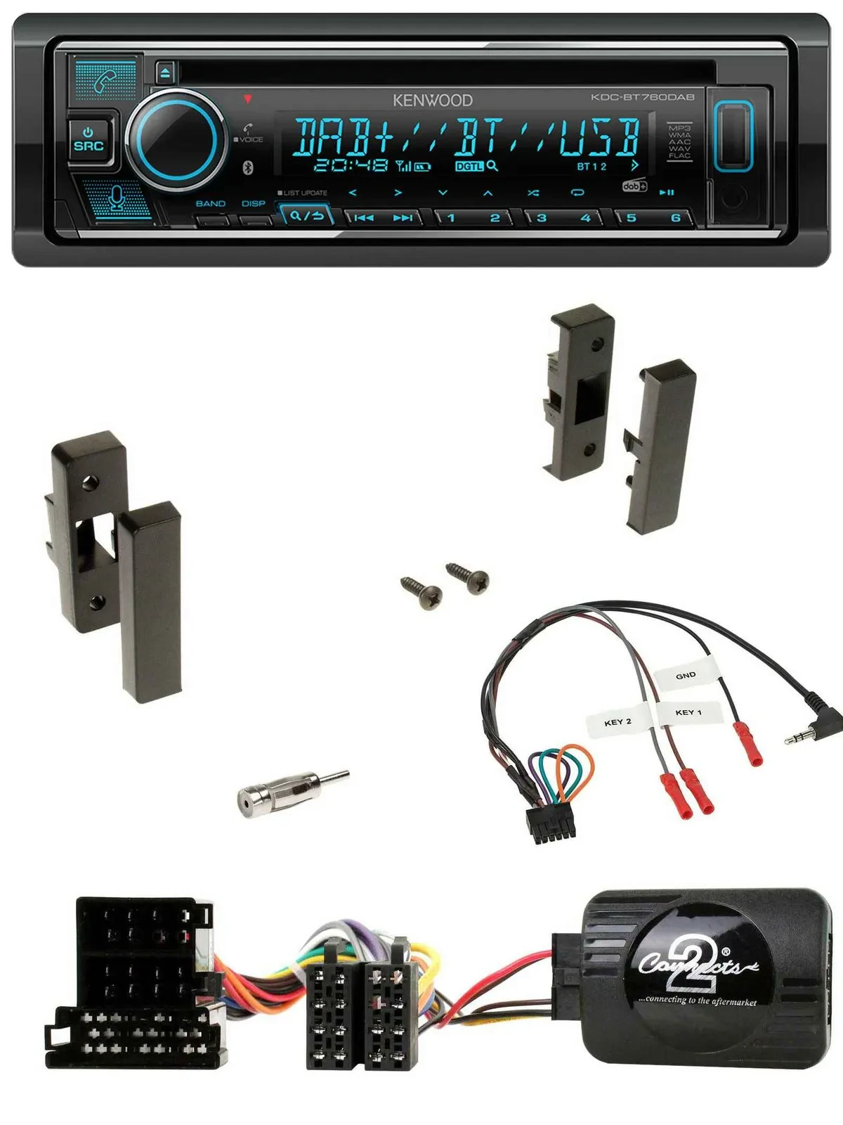 Kenwood Lenkrad Bluetooth DAB USB CD Autoradio für Audi A3 8L 1996-2000
