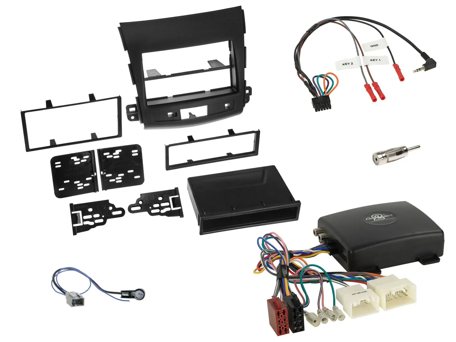 Einbauset Lenkradadapter Doppel DIN Autoradio für Mitsubishi Outlander 07-12 akt