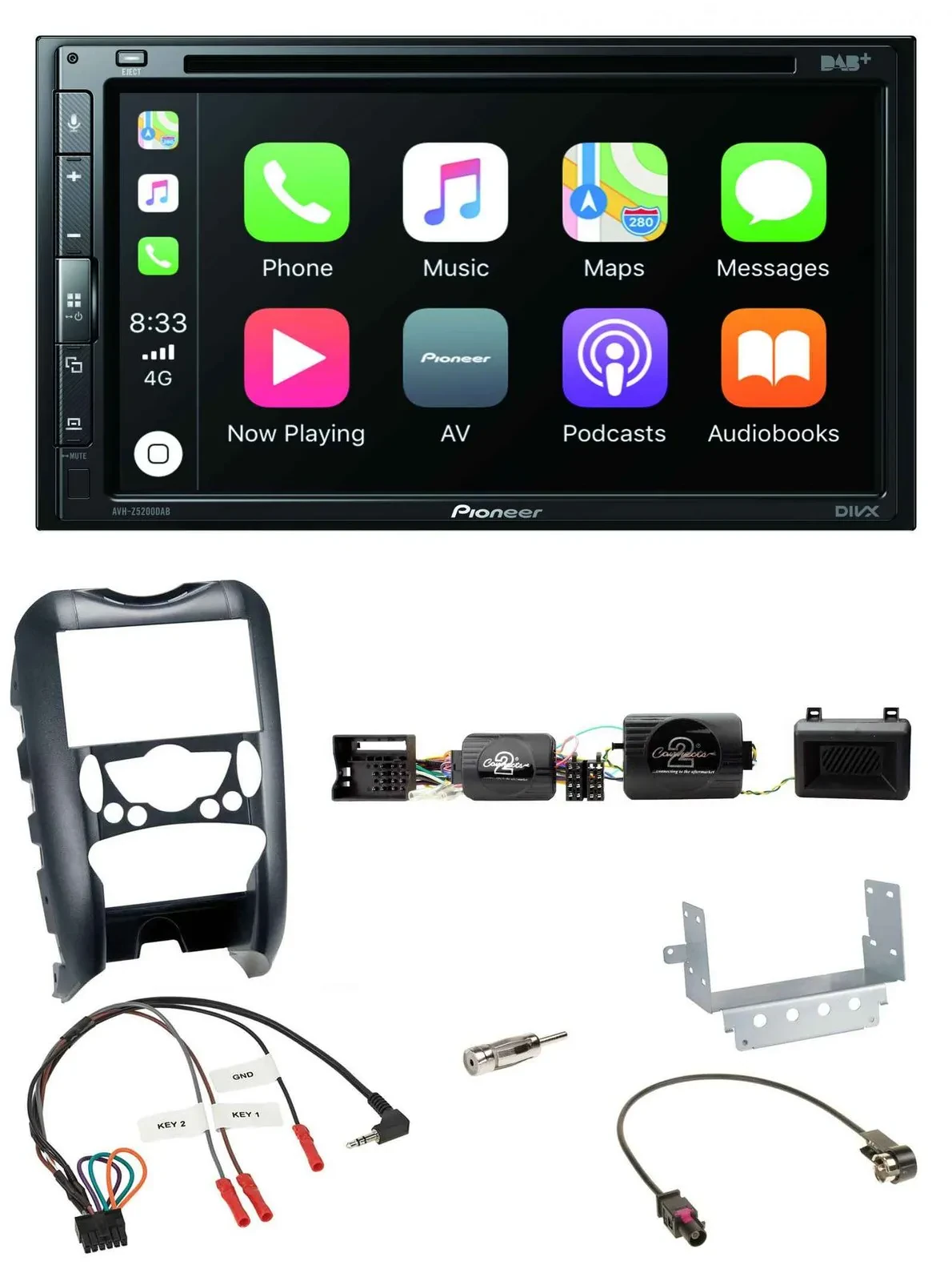 Pioneer DVD 2DIN Lenkrad DAB Bluetooth USB Autoradio für Mini Cooper 06-14 Parks