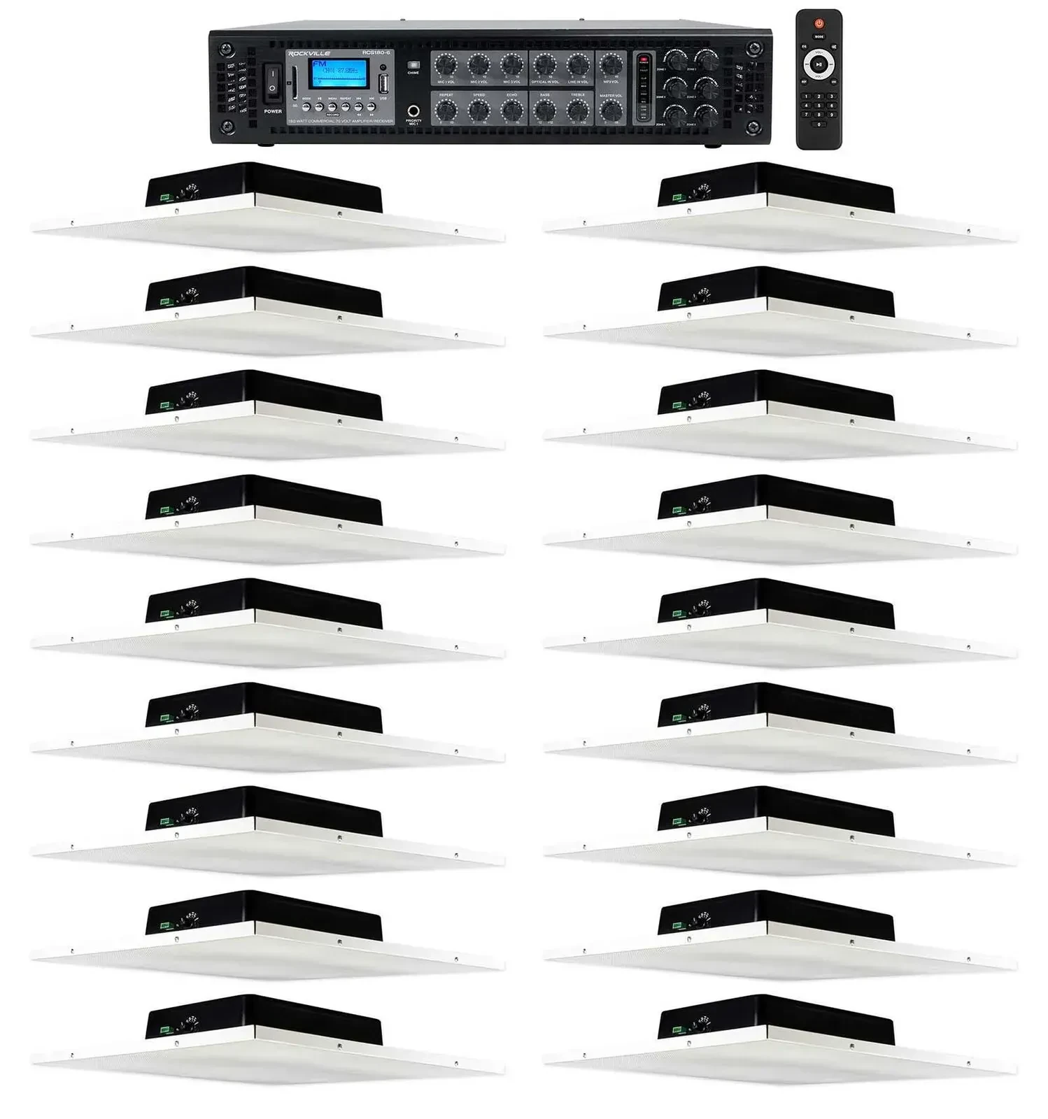 Потолочная акустика Rockville RCS180-6+(18) DCS8T White с усилителем (18 штук)
