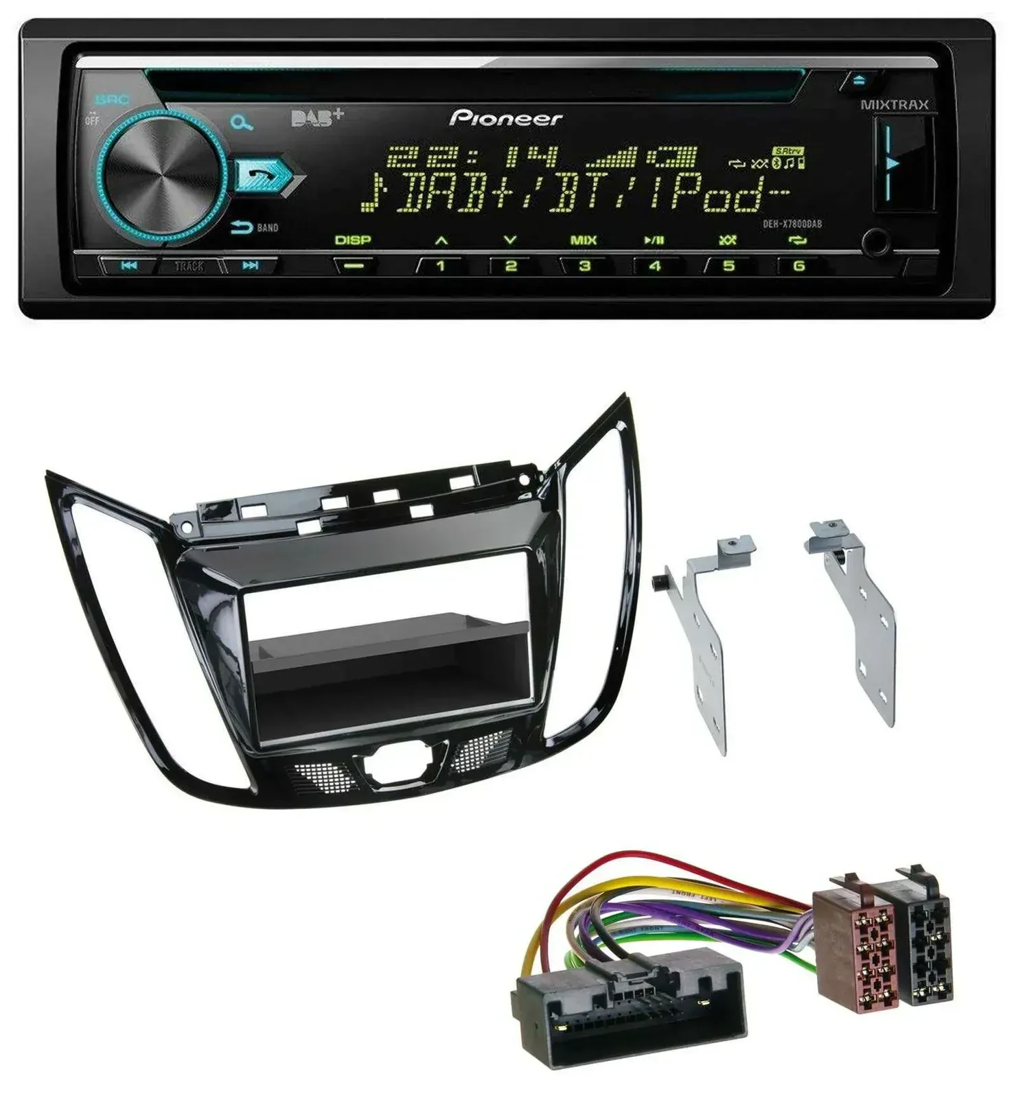 Автомагнитола для Ford C-Max/Kuga Pioneer DAB, MP3, CD, USB, Bluetooth, черный (рояльный лак)