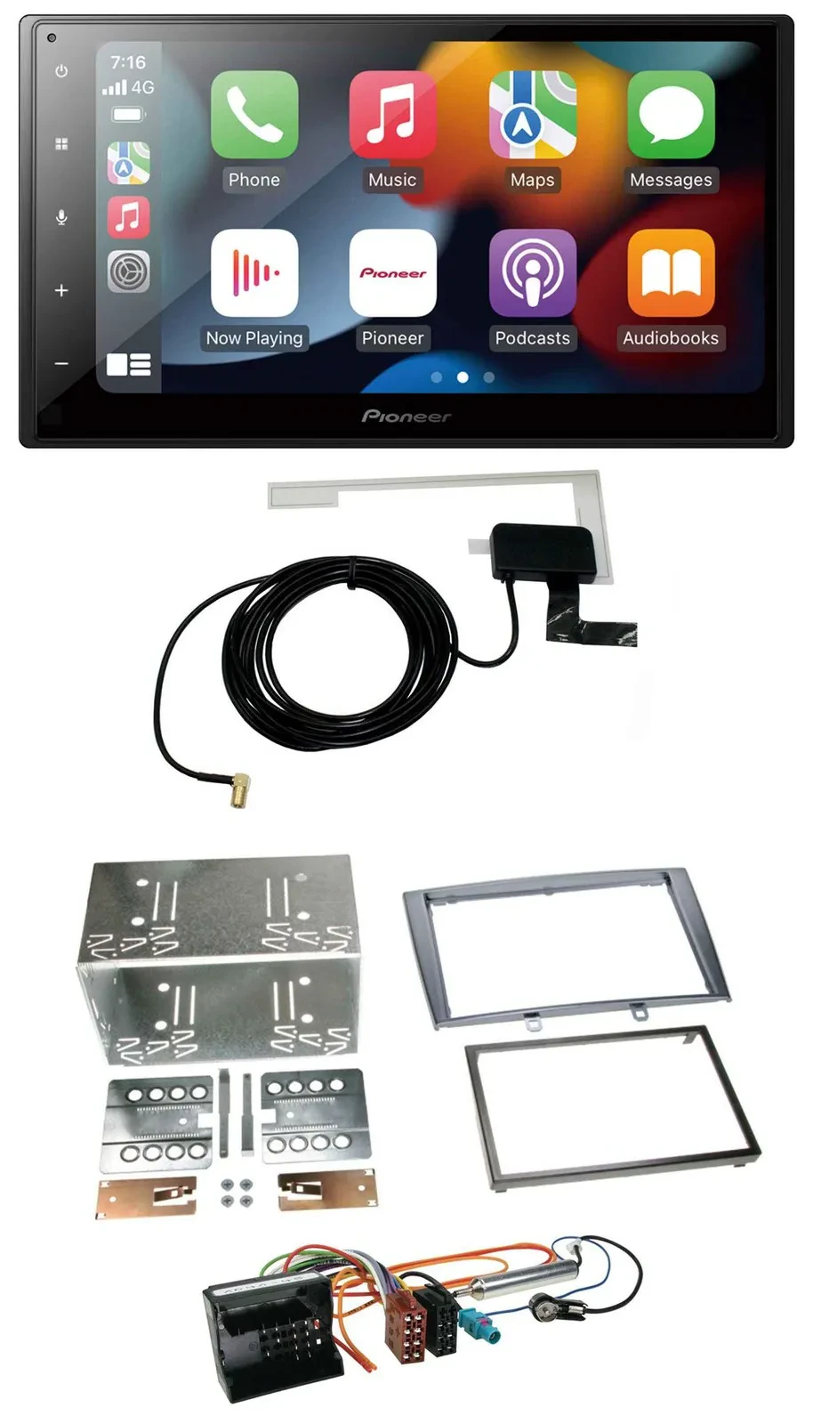 Pioneer MP3 USB Bluetooth DAB 2DIN Autoradio für Peugeot 308 07-09 silber