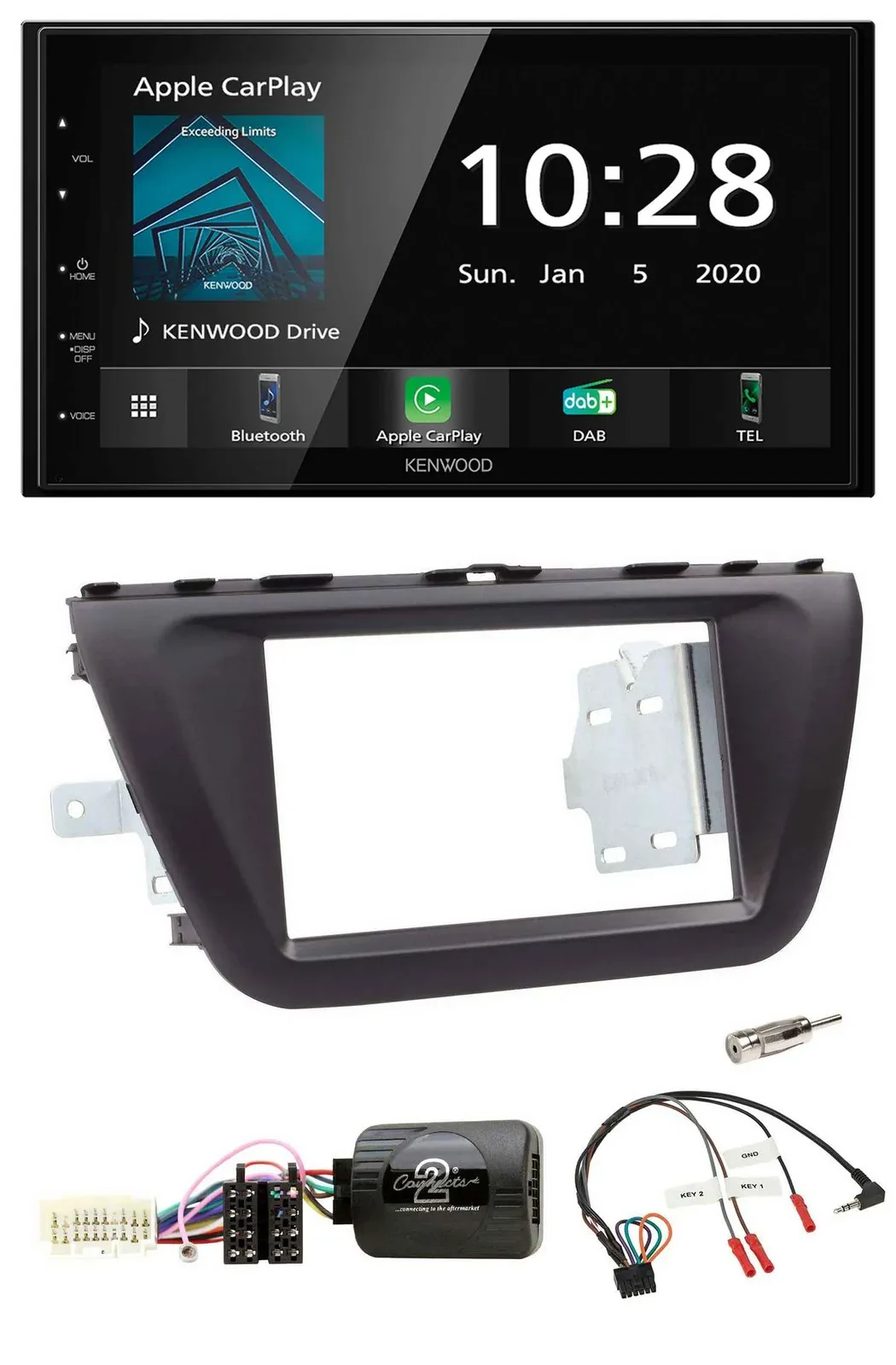 Kenwood Bluetooth Lenkrad DAB USB 2DIN Autoradio für Suzuki SX4 ab 2013