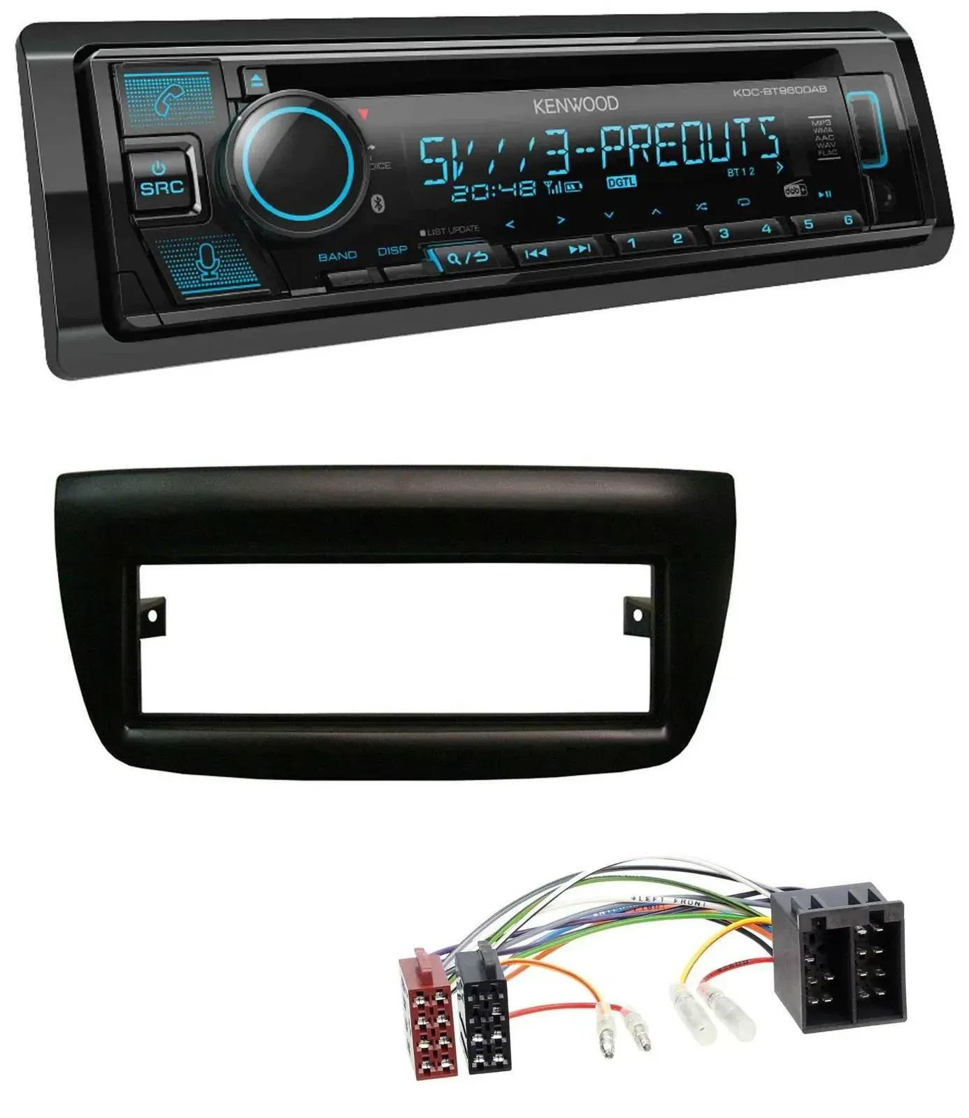 Автомагнитола Kenwood Bluetooth USB CD MP3 DAB для Fiat Doblo 2012–2015, Opel Combo 2010–2015