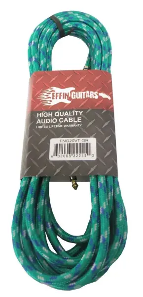 Effin Guitars 20 Foot Green Vintage Tweed Instrument Cable 20' / 6m -#FNG20VTGR