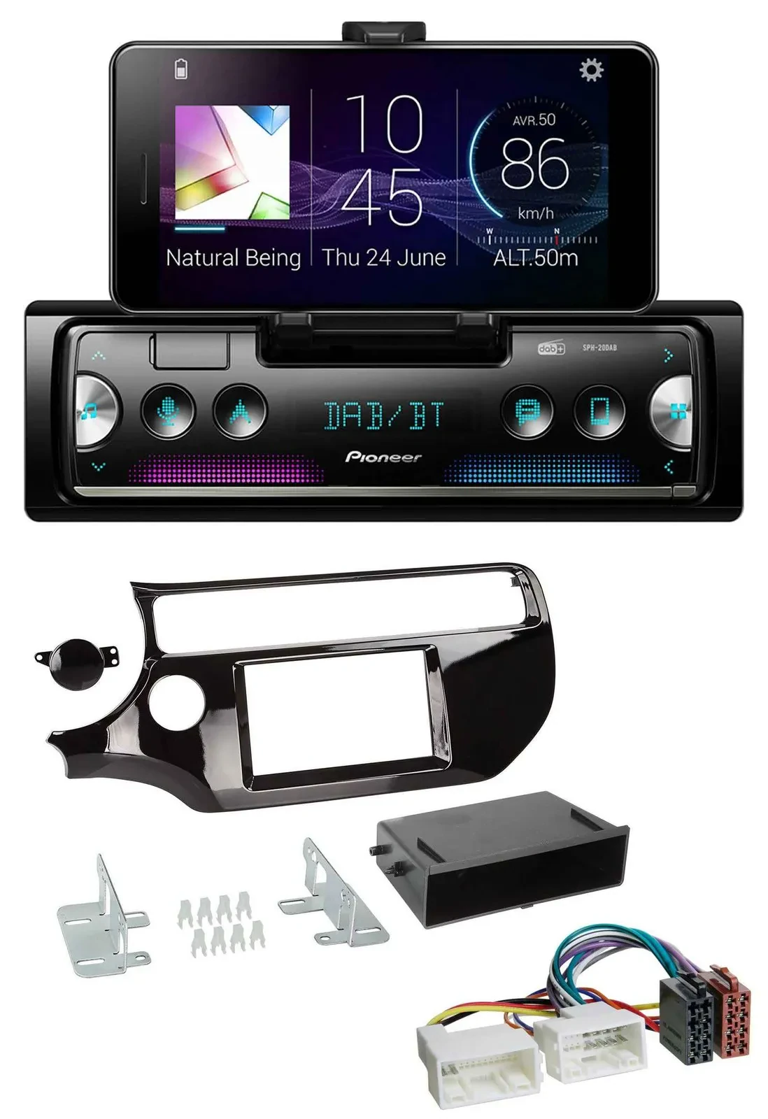Pioneer USB MP3 Bluetooth DAB Autoradio für Kia Rio UB ab 2015 piano-schwarz