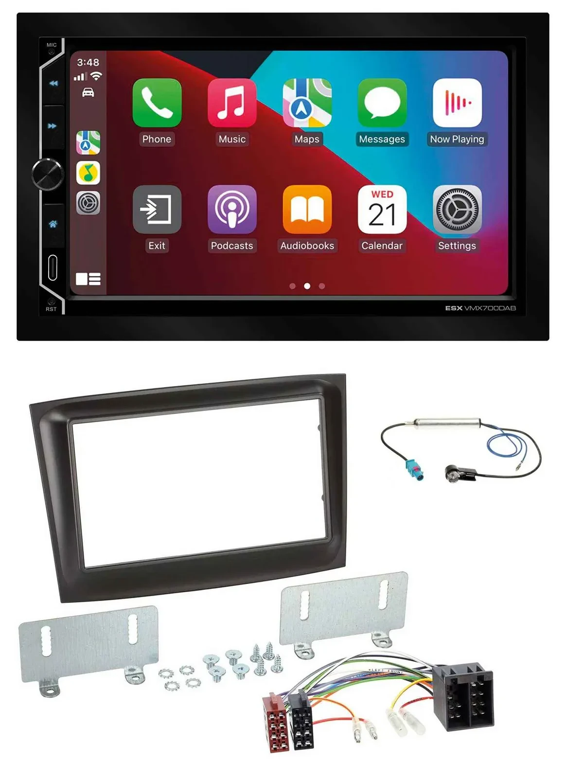 ESX 2DIN DAB USB MP3 Bluetooth Autoradio für Fiat Doblo ab 15 schwarz