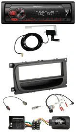 Автомагнитола Pioneer 1DIN, USB, DAB, MP3, для Ford Mondeo/S-Max (2007–2014), черный, поддержка кнопок на руле