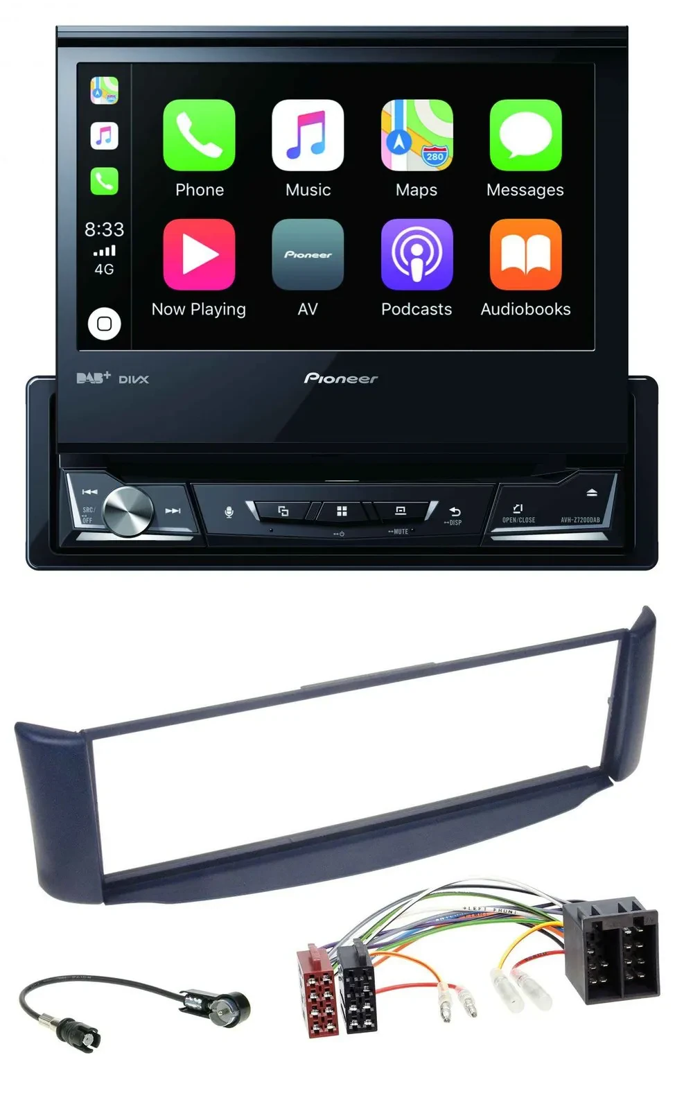 Pioneer DVD Bluetooth DAB USB MP3 Autoradio für Smart ForTwo 450 blau ohne Metal