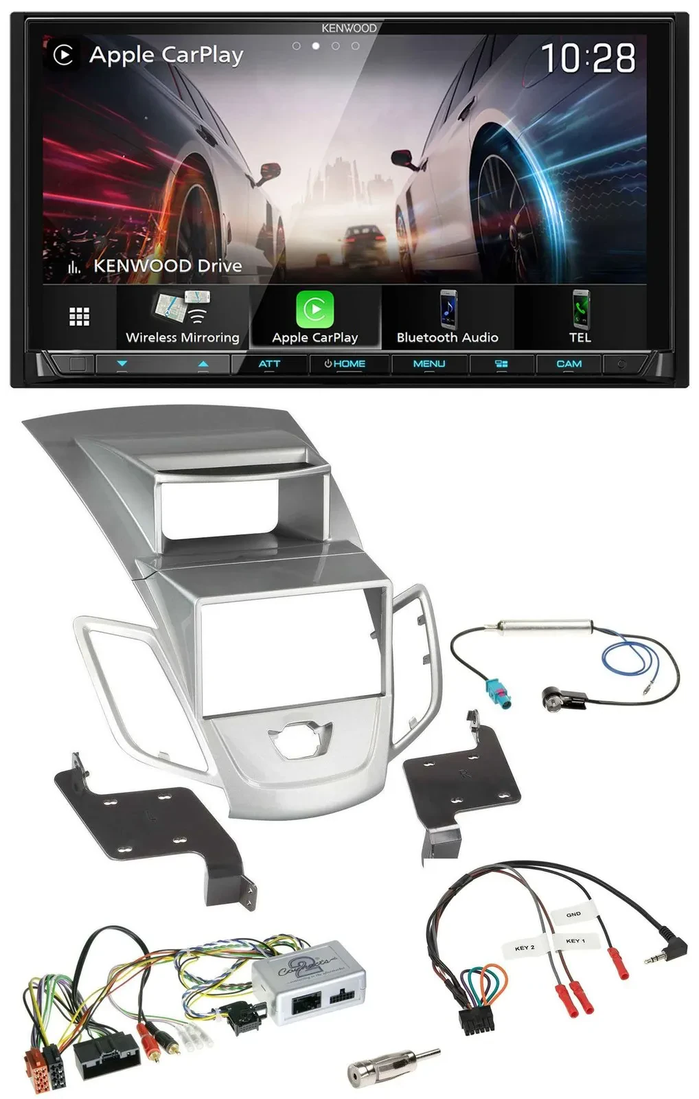 Kenwood Lenkrad 2DIN USB DAB Bluetooth Autoradio für Ford Fiesta 2010-17 Display