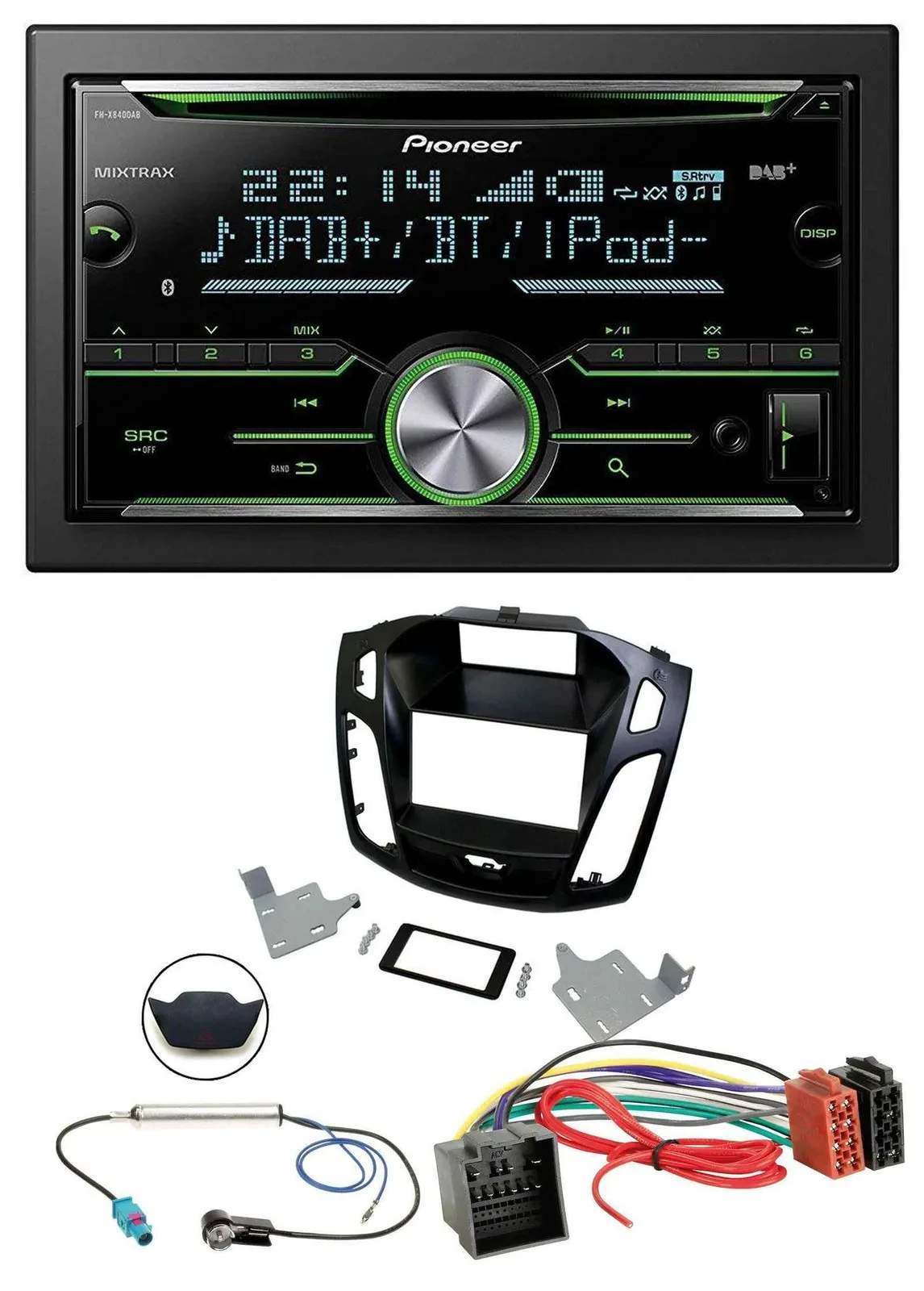 Автомагнитола для Ford Focus Pioneer 2DIN Bluetooth DAB USB CD черная