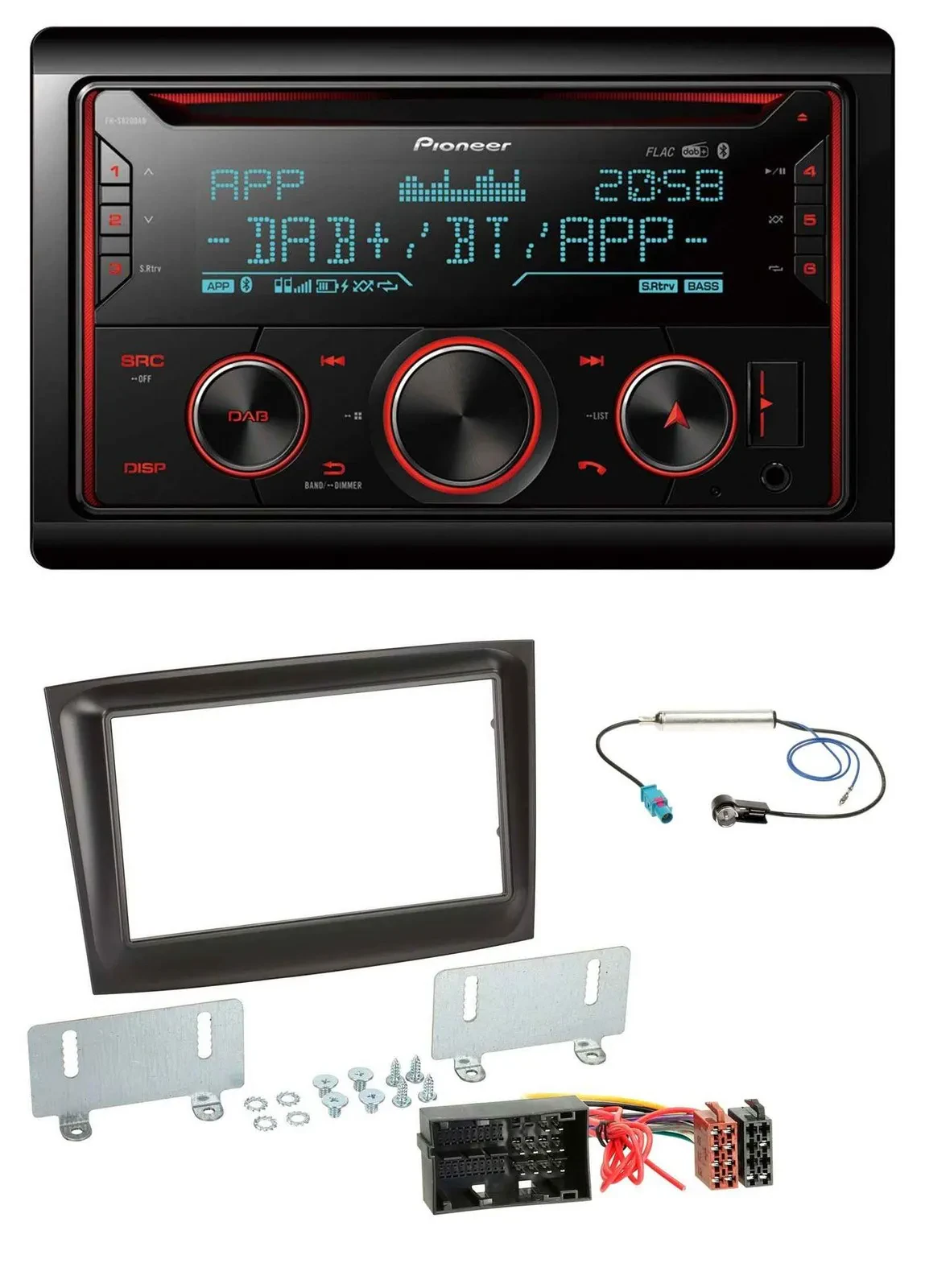 Автомагнитола для Fiat Doblo (с 2015) Pioneer 2DIN, DAB, MP3, Bluetooth, USB, CD, черный