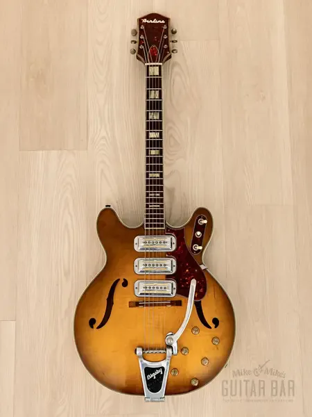 Электрогитара полуакустическая Harmony H76 Vintage, Airline-Branded, DeArmond Gold Foils 1966