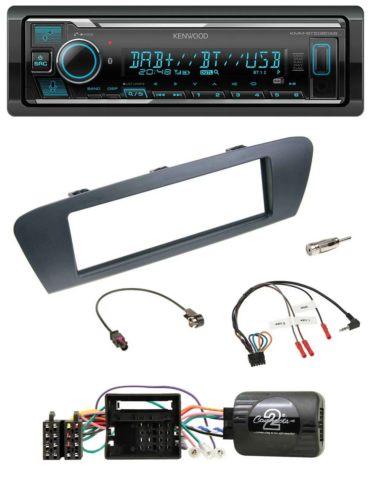 Kenwood Bluetooth Lenkrad DAB USB Autoradio für Renault Grand Scenic Scenic ab 2