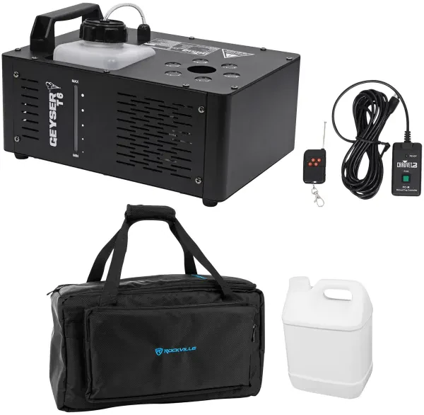 Chauvet DJ Geyser T6 Fog Machine Fogger, LED RGB+Remote+Waterproof Carry Bag