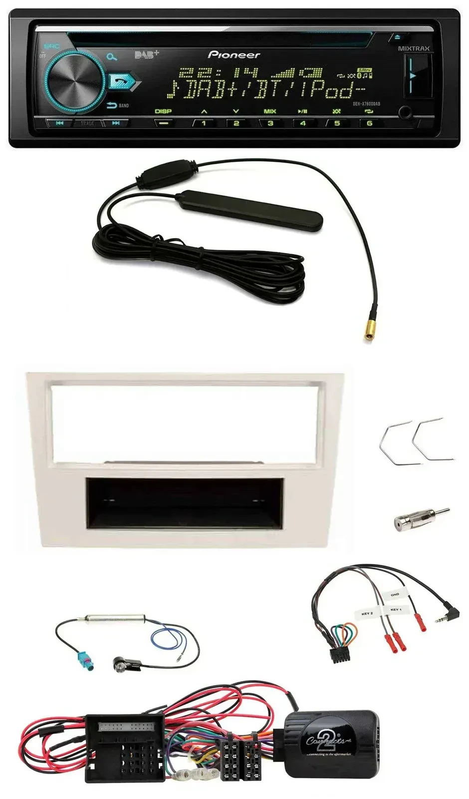 Автомагнитола Pioneer CD/MP3, DAB, USB для Opel Corsa D (2009–2014), перламутрово-белый