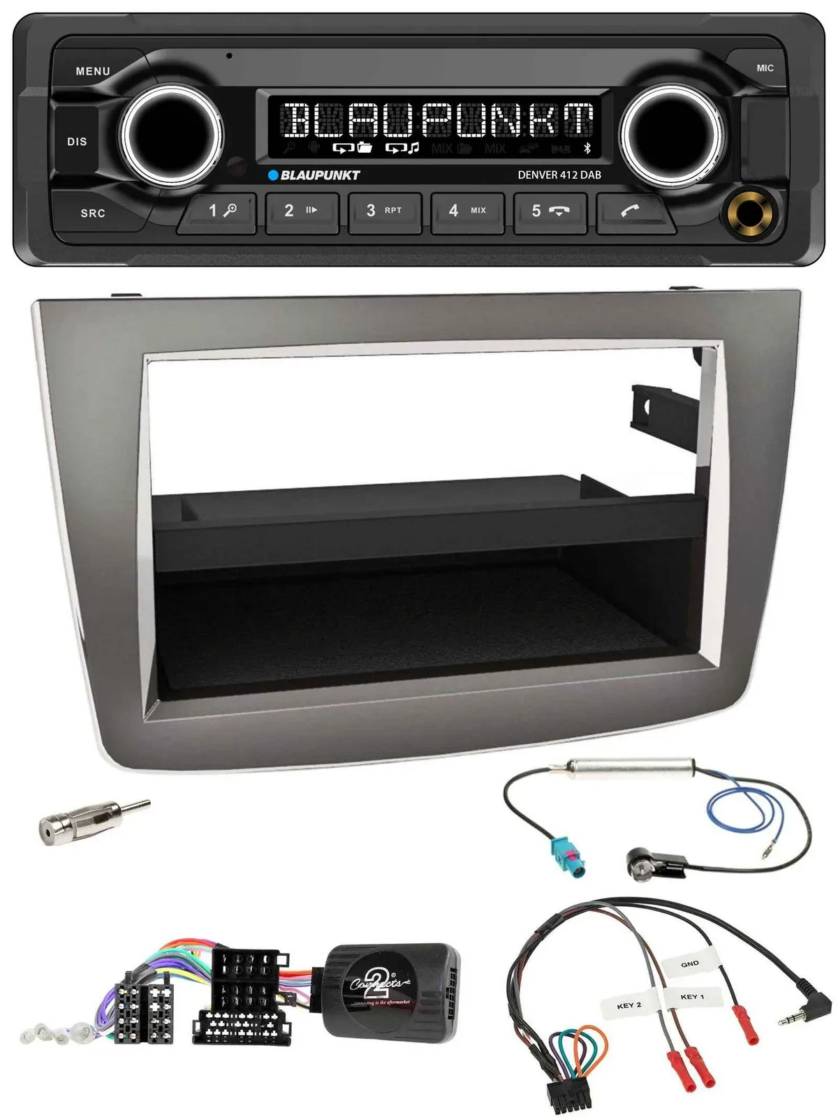 Blaupunkt Bluetooth DAB Lenkrad USB Autoradio für Alfa Mito 955 2008-2014 silber