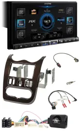 Alpine DAB 2DIN USB Bluetooth Lenkrad Autoradio für Dacia ab 12 dunkelbraun