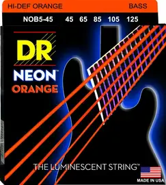 Струны для 5-струнной бас-гитары DR Strings Neon NOB5-45 45-125