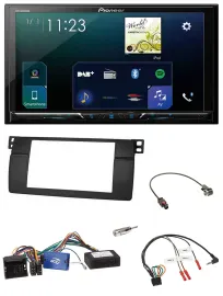 Pioneer Lenkrad Bluetooth USB 2DIN DAB Autoradio für BMW 3er 2002-2006 E46 schwa