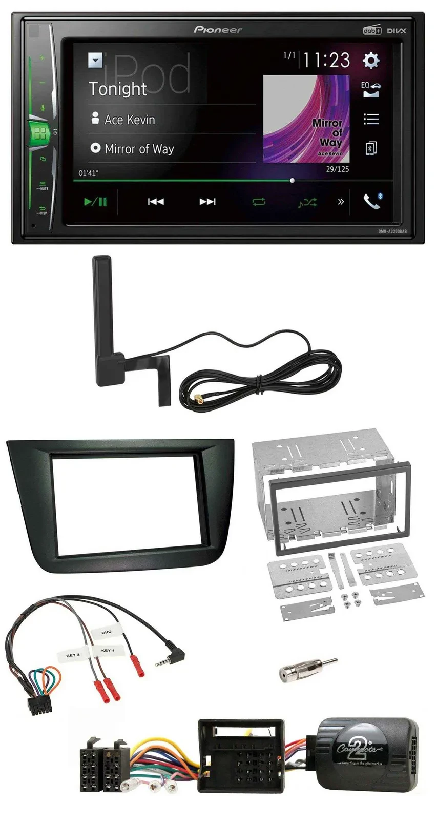 Pioneer MP3 DAB Lenkrad 2DIN Bluetooth Autoradio für Seat Altea Toledo schwarz