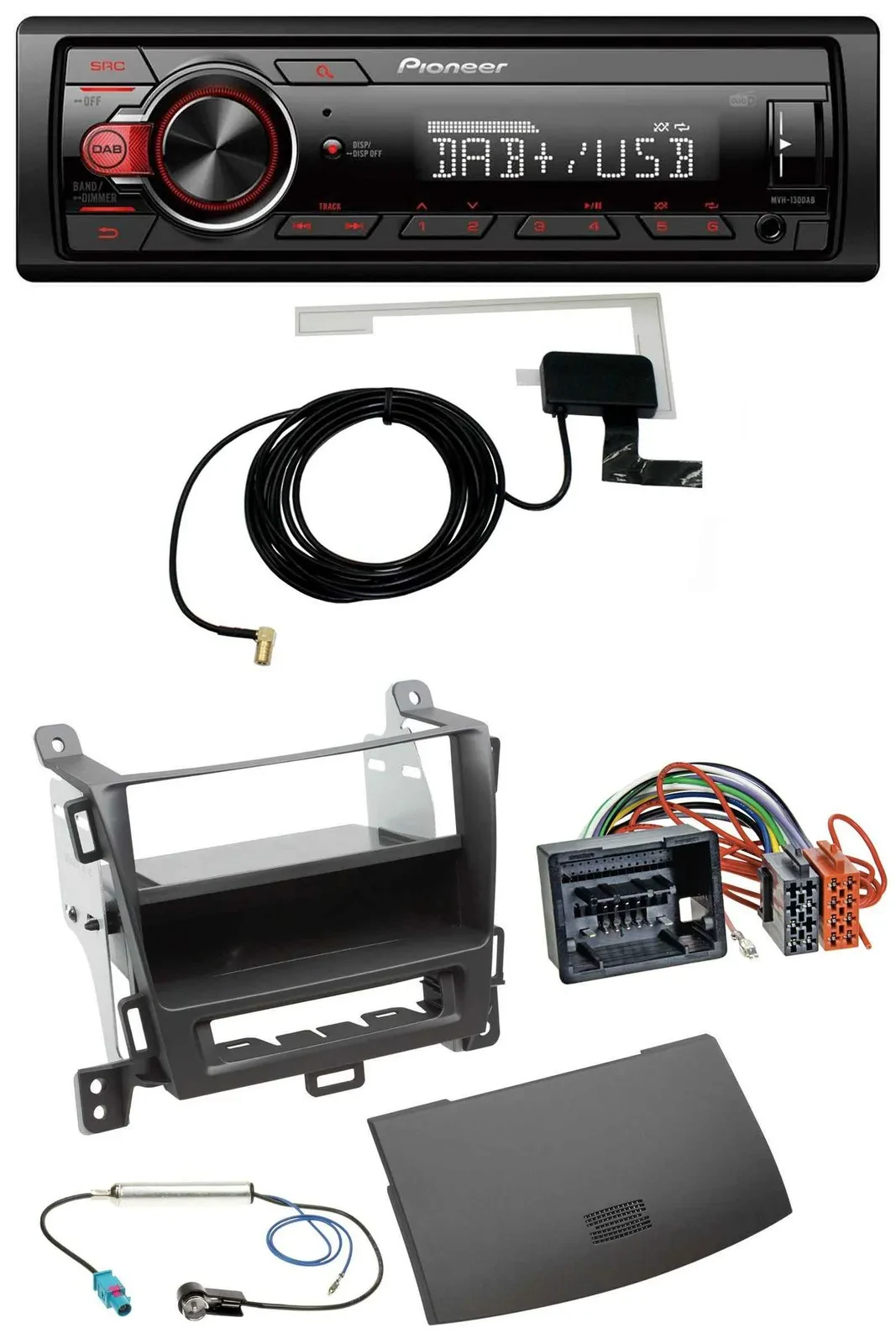 Автомагнитола Pioneer 1-DIN, MP3, DAB, USB, AUX, для Opel Zafira Tourer (с 2012), чёрная