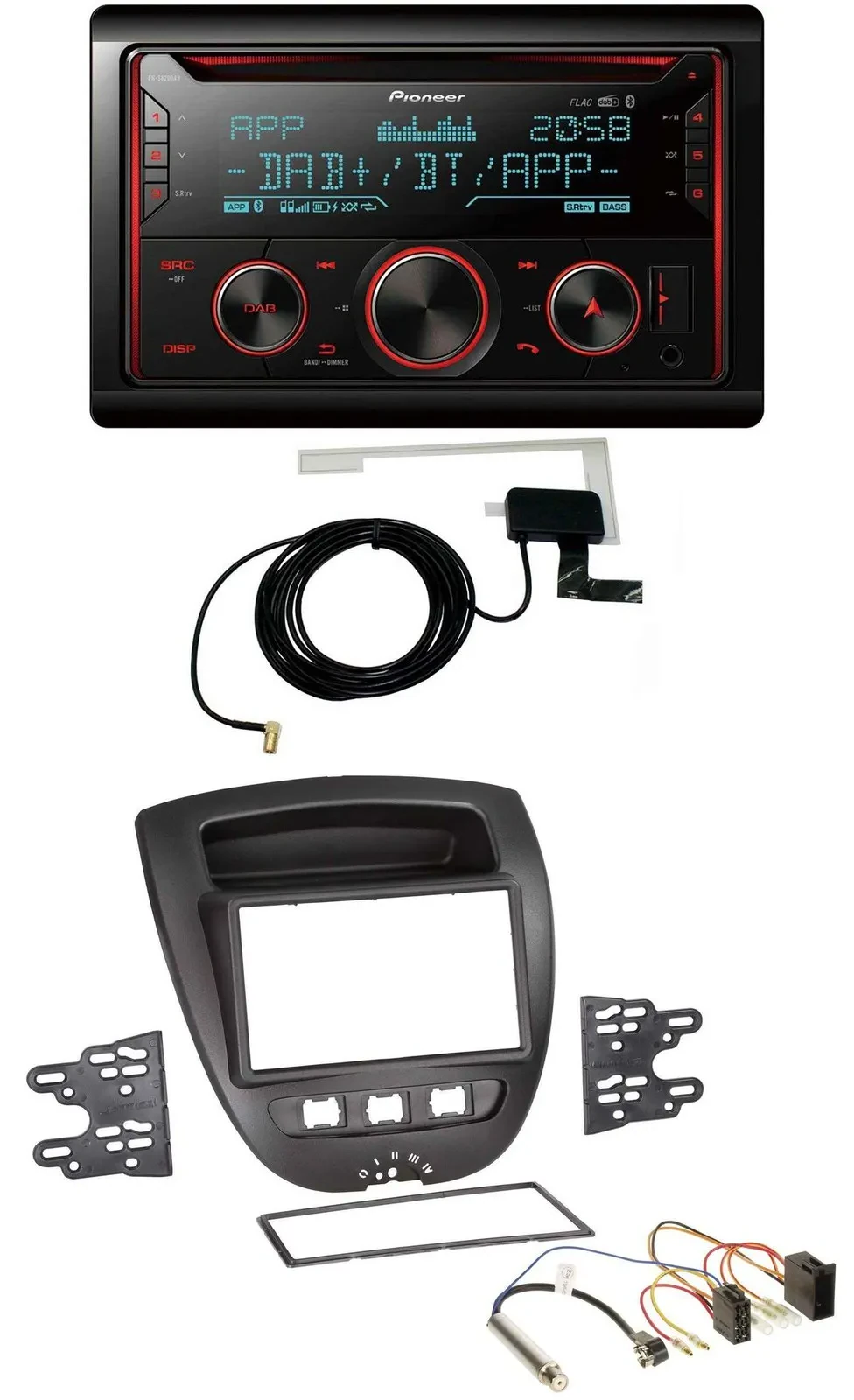 Pioneer 2DIN MP3 DAB USB CD Bluetooth Autoradio für Peugeot 107 Citroen C1 Toyot