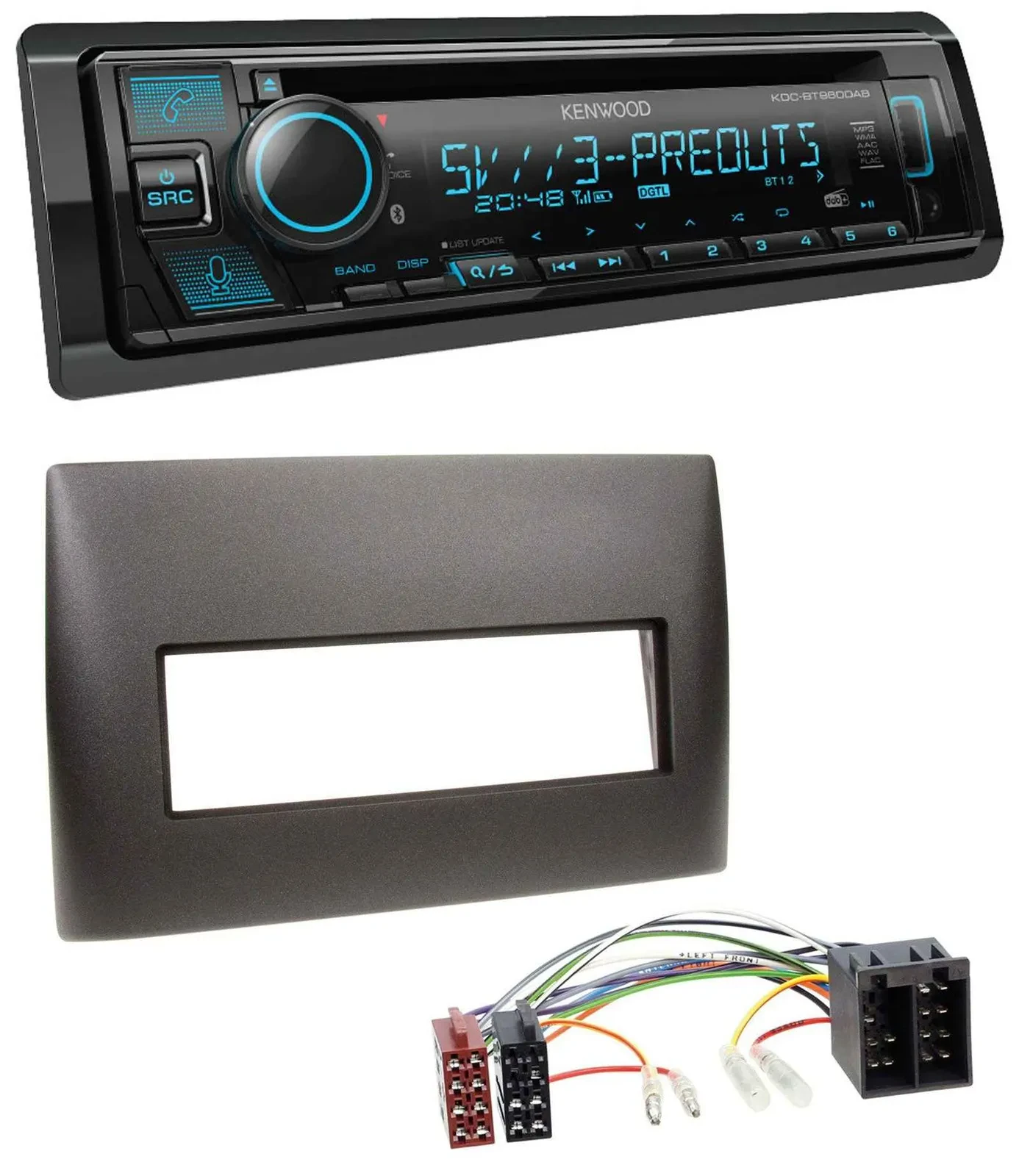 Автомагнитола Kenwood Bluetooth USB CD MP3 DAB для Fiat Stilo (192, 2001-2008)