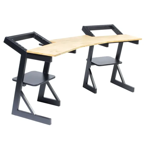 Audio W-202 Studiotisch, Ergonomisches Design, 12HE Racks, Echtholz-Platte