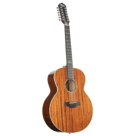 Fame Jumbo 12-String Westerngitarre, Massive Mahagonidecke, Laminierter