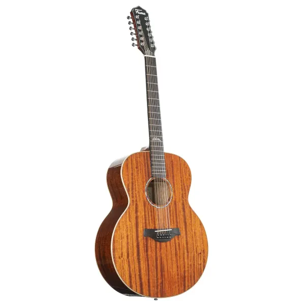 Fame Jumbo 12-String Westerngitarre, Massive Mahagonidecke, Laminierter