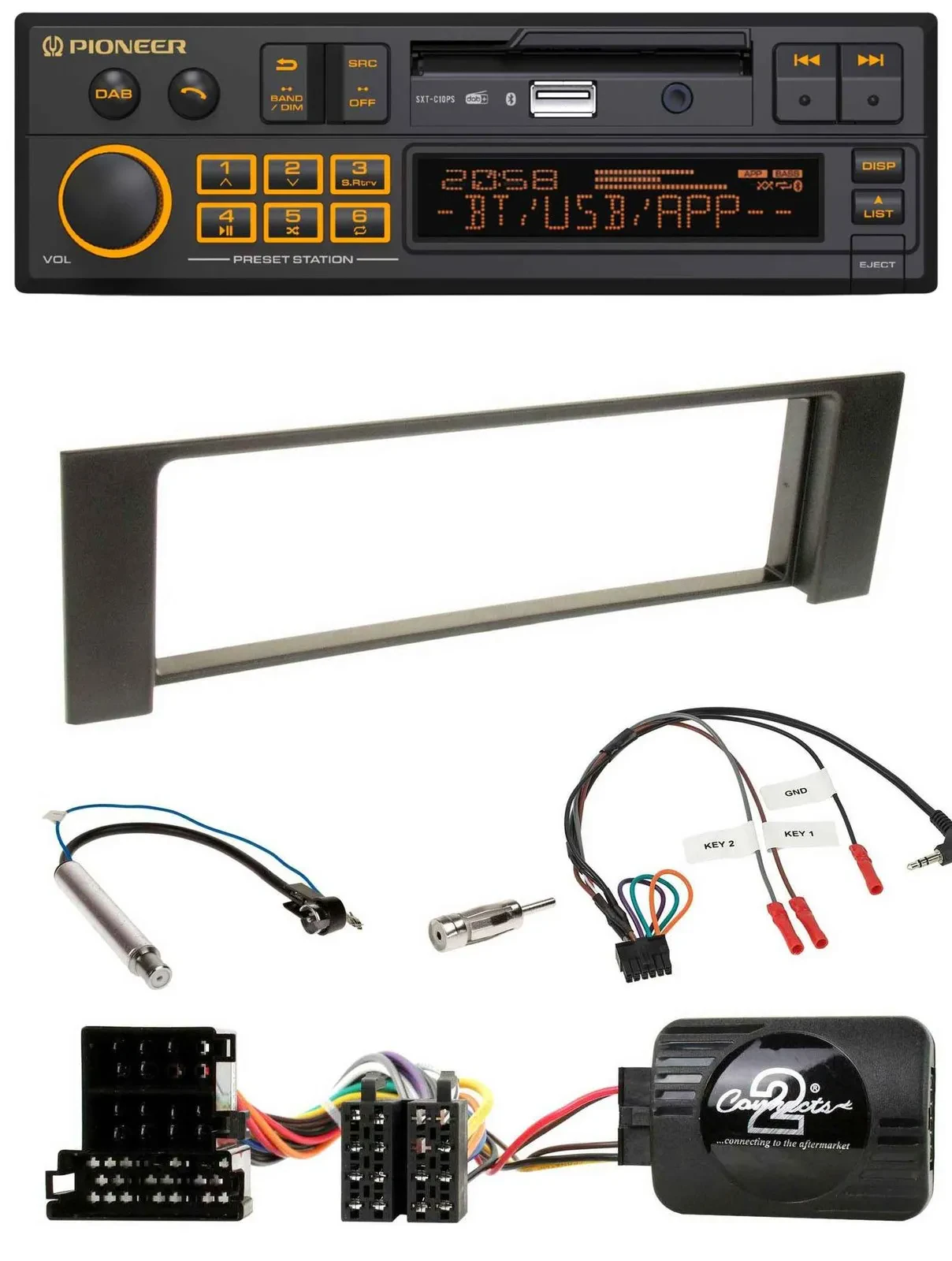 Pioneer DAB Lenkrad USB Bluetooth Autoradio für Audi A4 2000-2004 ISO