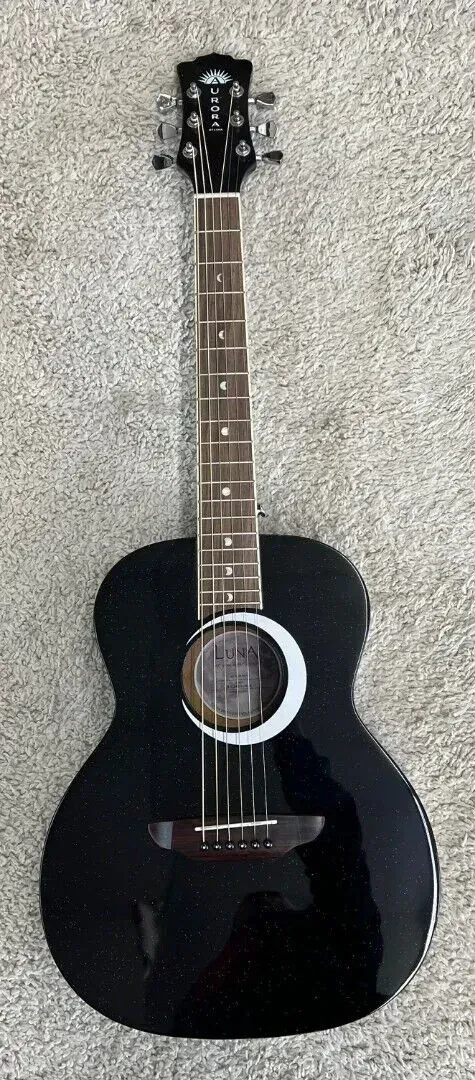 Luna Aurora Borealis 3/4-Size Acoustic Guitar - Black Sparkle - Model AR BOR BLK