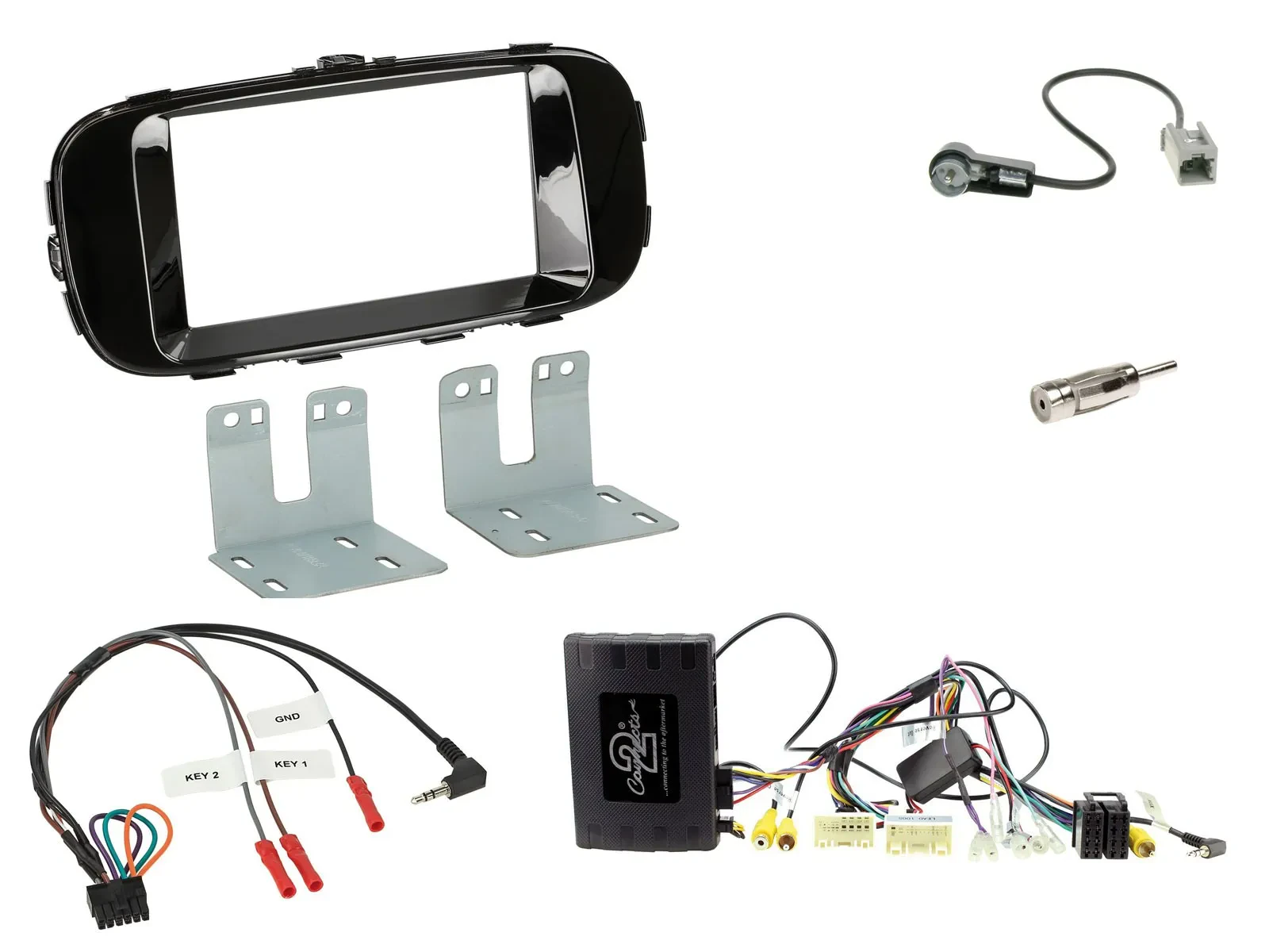 Einbauset Lenkradadapter Doppel DIN Autoradio für Kia Soul 14-19 CAN piano