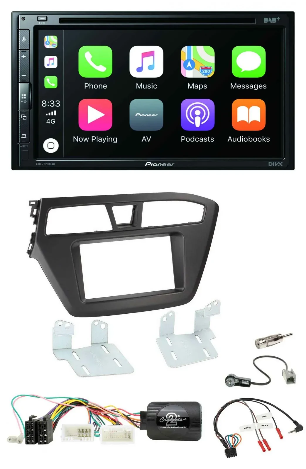 Pioneer DVD 2DIN Lenkrad DAB Bluetooth USB Autoradio für Hyundai i20 ab 2015 ohn