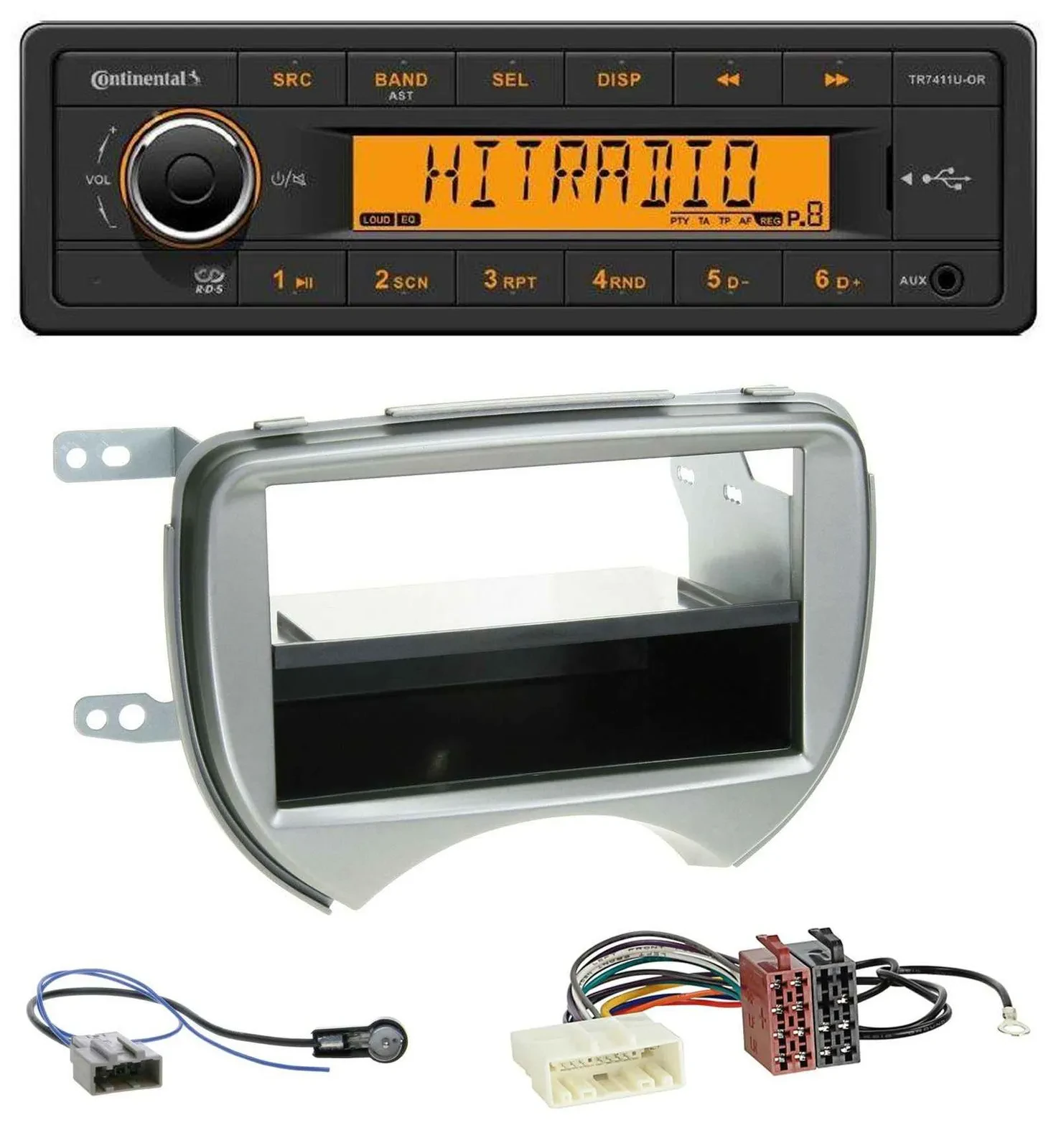Continental 1DIN USB AUX MP3 Autoradio für Nissan Micra (10-13 K13) silber