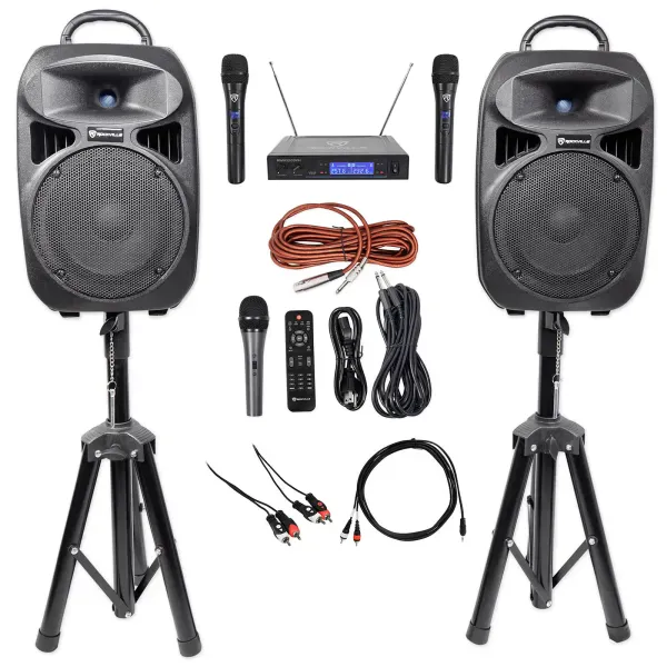 Rockville Dual 8" Phone/ipad/Laptop Youtube Karaoke Machine/System+Wireless Mics