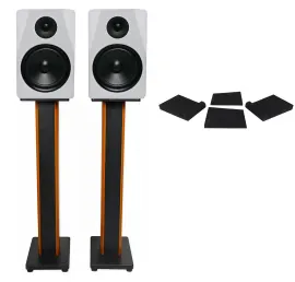 Pair Rockville APM8W 8" 2-Way 500 Watt USB Studio Monitors+36" Stands+Pads