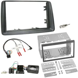 Установочный комплект для автомагнитолы Caraudio24 для Fiat Panda 2007–2012, Double DIN, серый, с адаптером рулевого управления