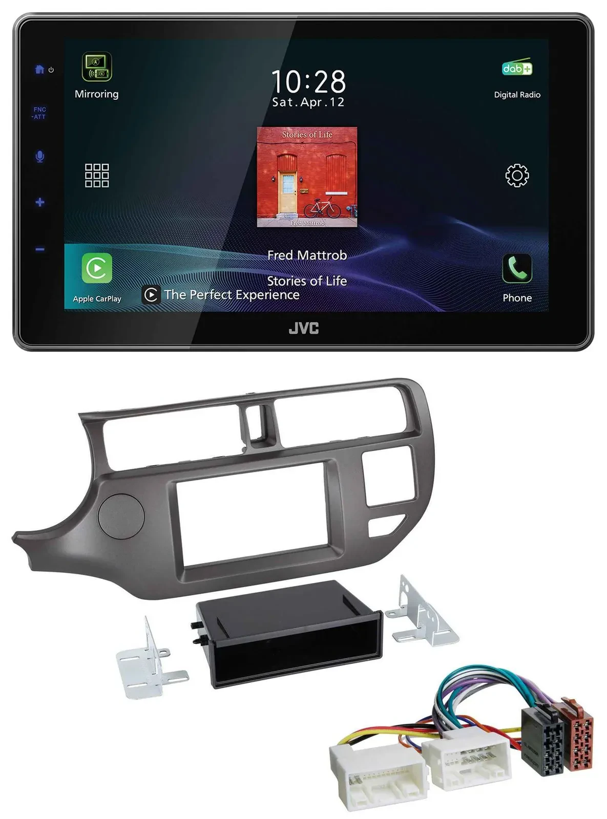 JVC DAB MP3 Bluetooth USB Autoradio für Kia Rio UB 2011-2014 anthrazit