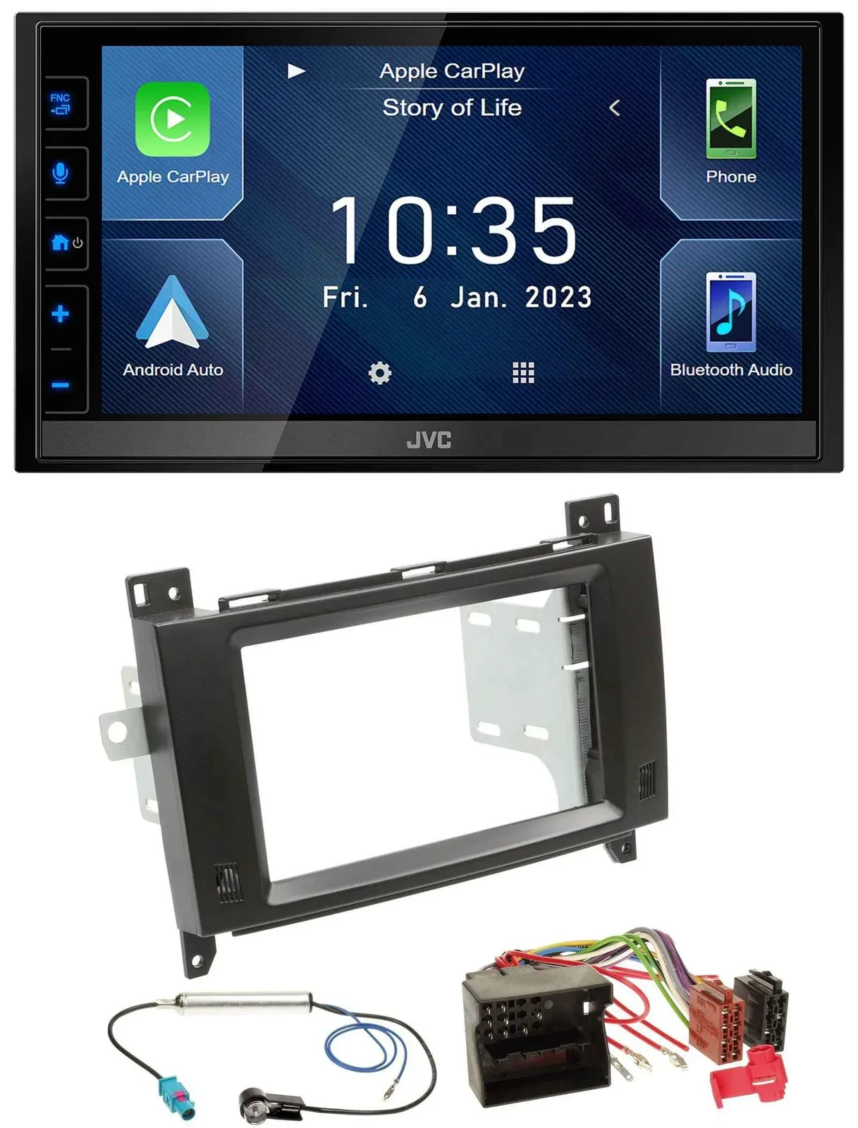 JVC DAB Bluetooth MP3 USB 2DIN Autoradio für Mercedes Viano Vito 06-14 schwarz