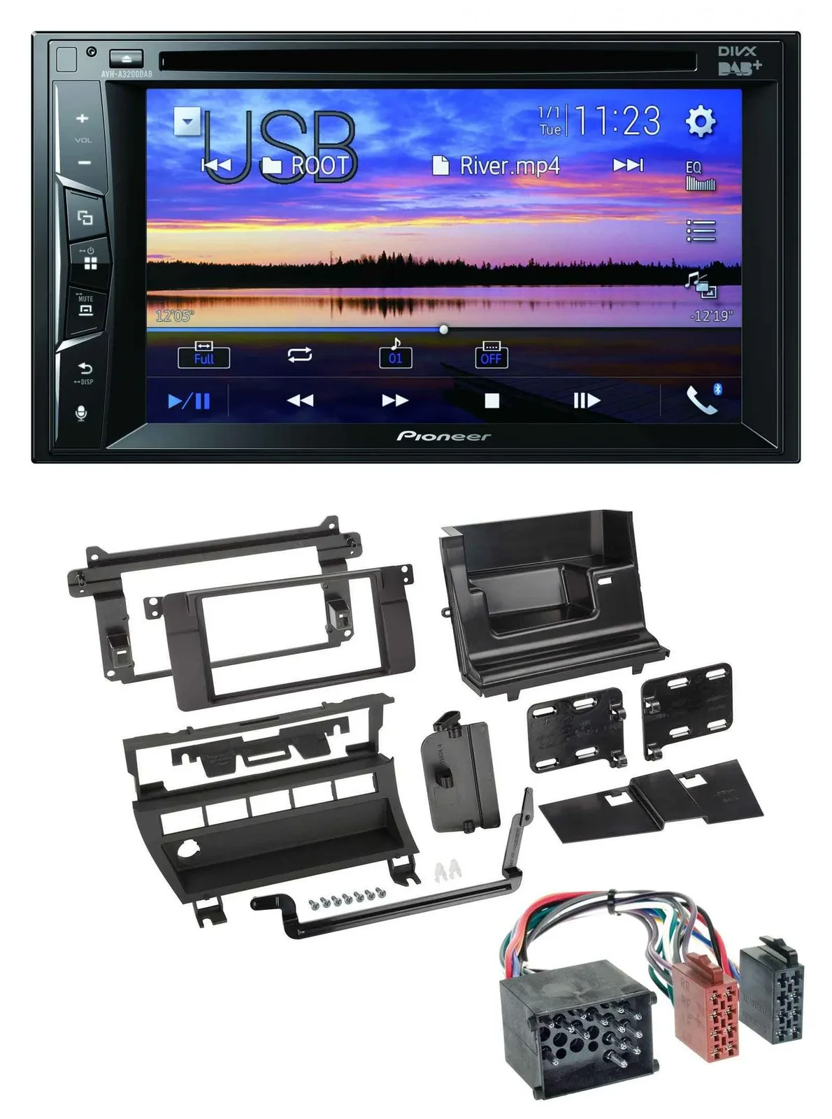 Pioneer Bluetooth 2DIN USB DVD DAB MP3 Autoradio für BMW 3er 1999-2001 5 Schalte