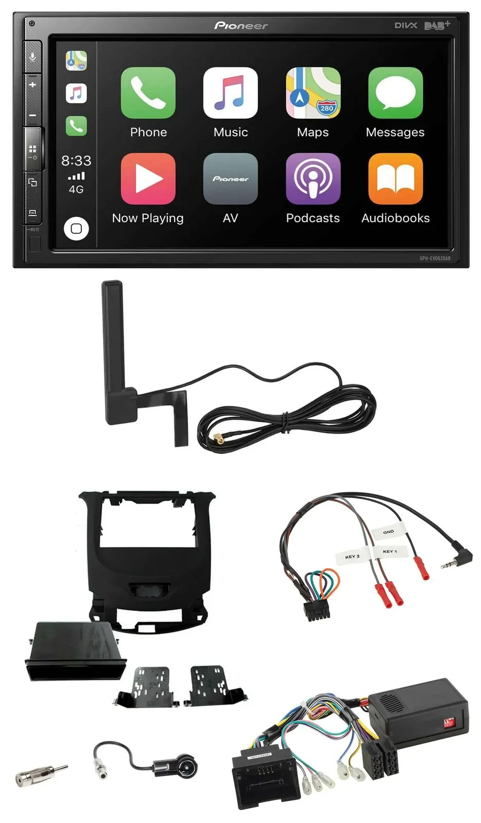 Автомагнитола для Chevrolet Cruze (с 2016) Pioneer 2-DIN, USB, Bluetooth, DAB, поддержка управления на руле