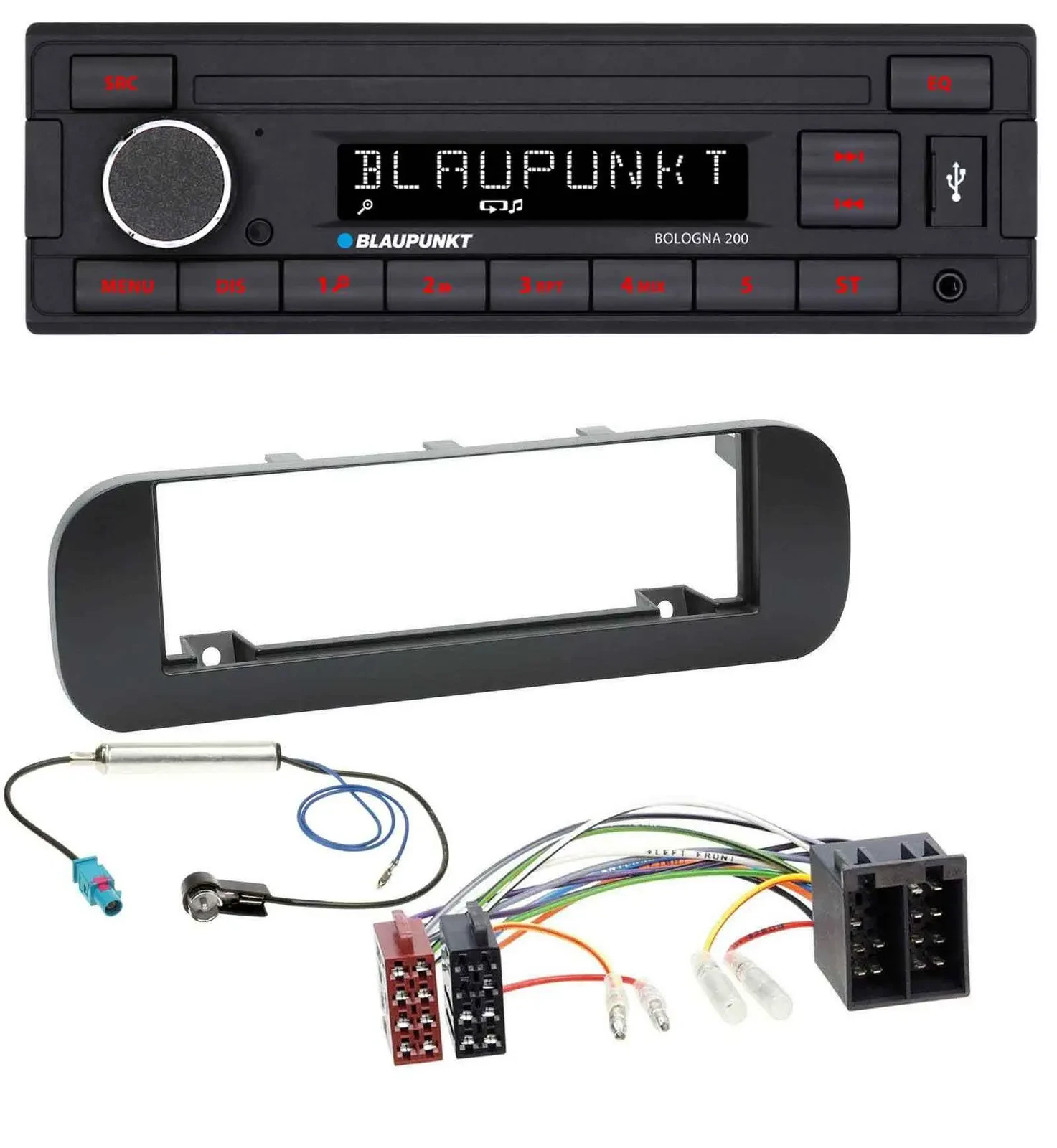 Blaupunkt MP3 AUX USB 1DIN Autoradio für Fiat Panda (ab 2012) - schwarz