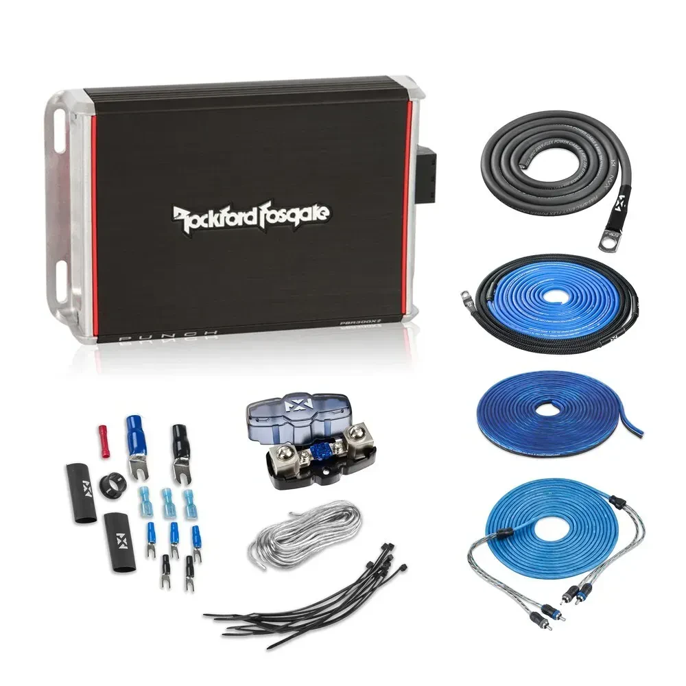 Усилитель для автомобиля Rockford Fosgate PBR300X2 2-канальный 300W (набор) с комплектом проводки 8 AWG